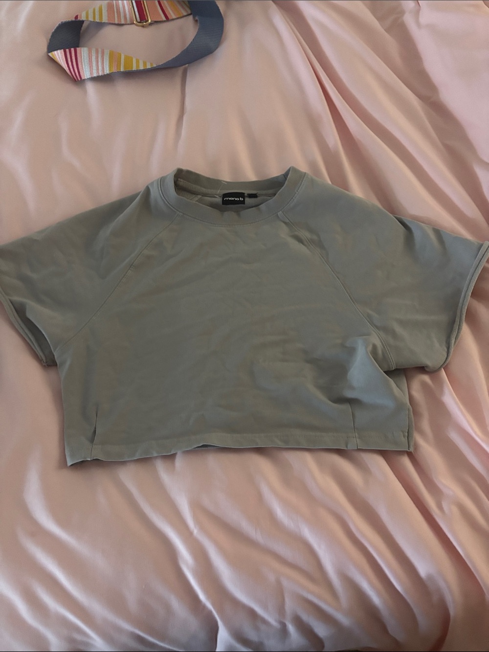 Mono B Sage Green Cropped Crew Tee